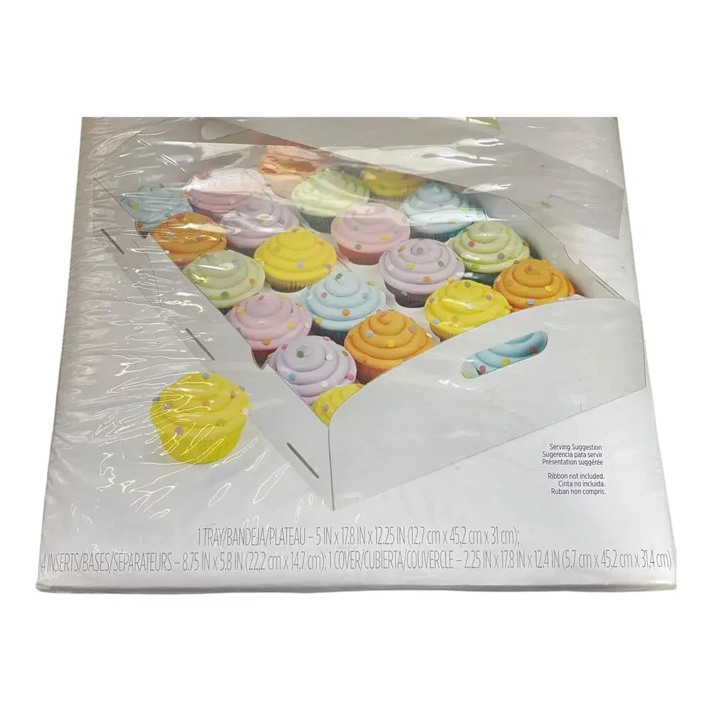 Wilton Folding Tray Cupcake Carrier White Holds 24 Cupcakes, New Open Package